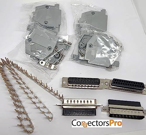 Kit 4 Sets Conector DB25 Macho con Capuchas y Pines miniatura 2