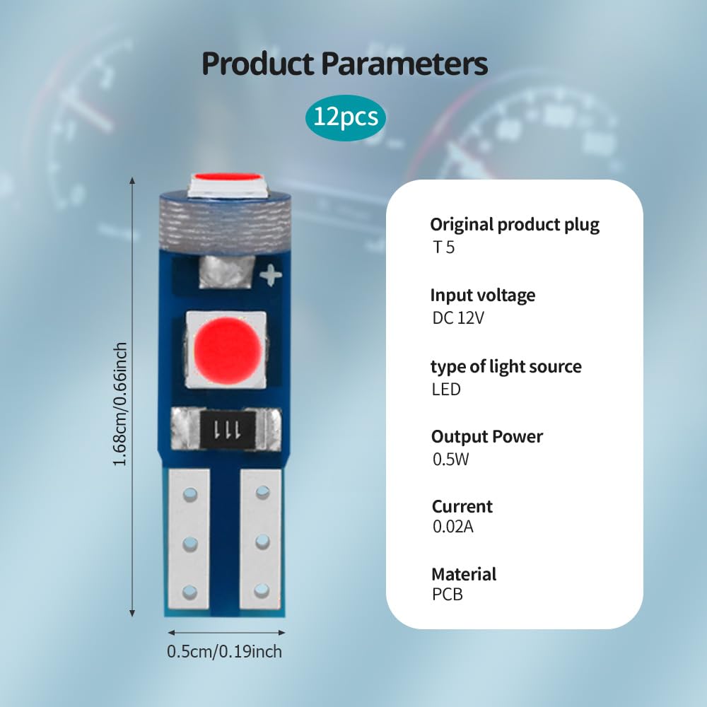 Lampadine LED T5 W3W 12V - Per Luci Auto Interno, 10 Pezzi, Bianco 6500K - Foto 10