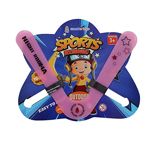 Image of Wood Bridge Boomerang Sports Throw- V Shape Night Glow Material (Pink) - 5 Years And Up