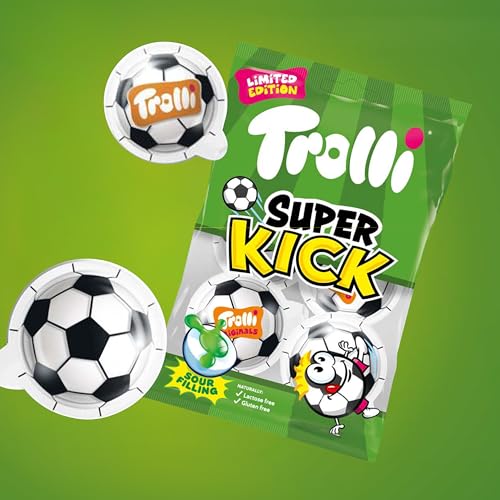Trolli Super Kick 3x75g Packung, limitierte Edition, Gummibärchen gefüllt mit saurer Apfel-Füllung, perfekt zum Mitfiebern zur Fußball-Saison, für die Schultüte & den Schulanfang, lactose- & glutenfei 2
