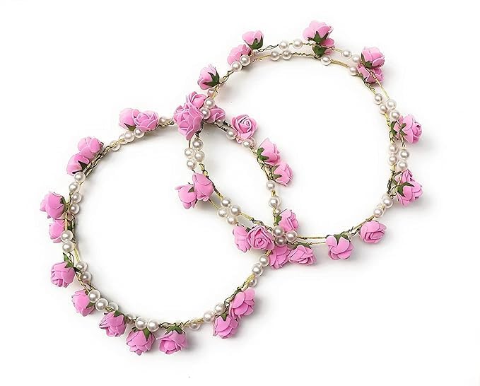 VASHEJAGMOOLYA PRODUCTS Handmade Flower Design Tiara Wedding Party Bridal Fancy Hair Clip Headband Hair Accessories Wedding Tiara | PACK OF - 2