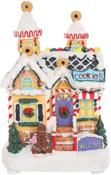 AJYSMJ Decoración de pueblo de Navidad, decoración de casa de pan de jengibre, lemax Aldea de Navidad, escena de ciudad de Navidad, edificio