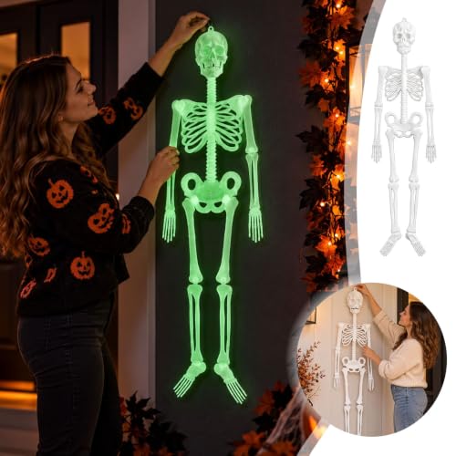 Halloween Skeleton Decoration, 5 Ft Glow in the Dark,Door Hanger Props - image 8