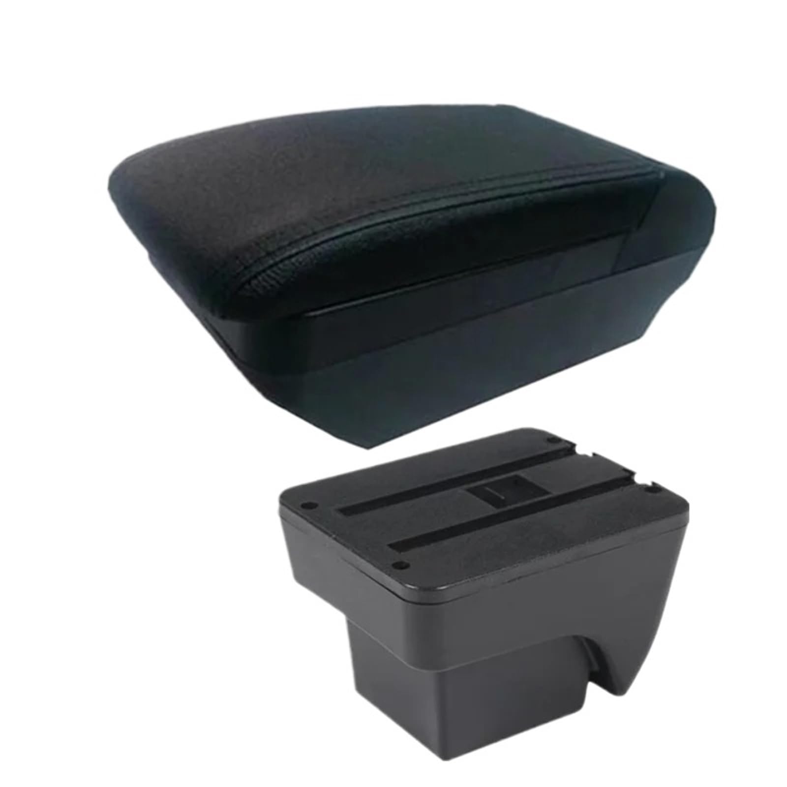 AWGNTQQ Car Armrests For SEAT For ARONA Car Armrest Modification Multifunctional Double-layer Storage Box With USB Charging Accessori(F All Black No USB)