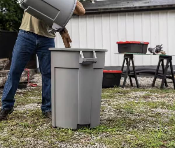 10 Gallon Gray Commercial Outdoor Trash Can with Domed Lid (2-Pack) AS32081