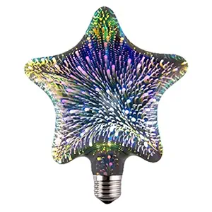 Outgeek Decorative Light Bulbs 3D Led Colorful Five Pointed Star Decorative Fila t Fireworks Bar Lighting Bulb Lamp Bulb One Size Pentagram