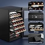 Wine Fridge, 33 Bottles Freestanding Wine Cooler, Intelligent Compressor, Frost Free, Glass Door, 41-64℉ Adjustable Digital Temperature Control, for Red, White, Champagne or Sparkling Wine - Image 6