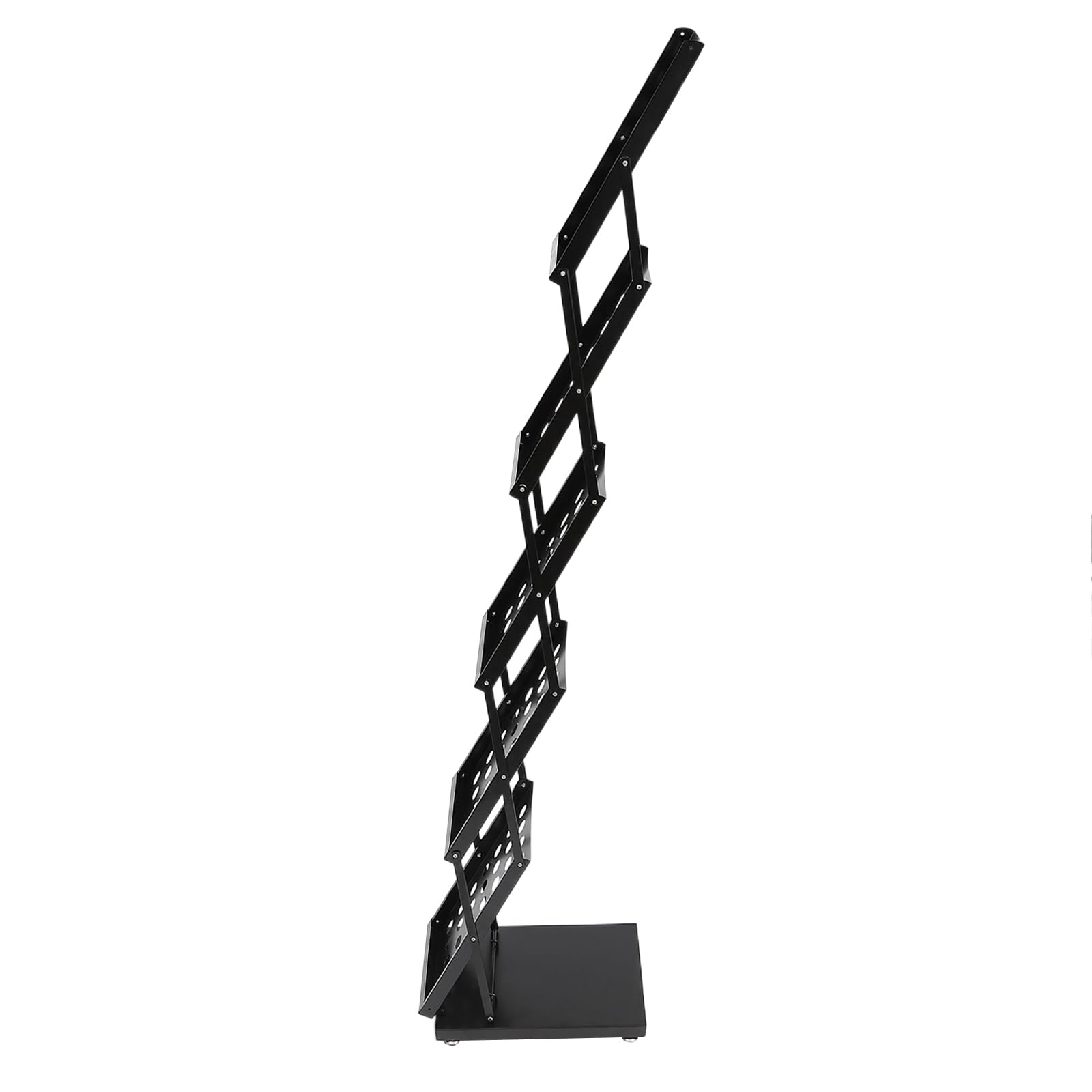 Portariviste pieghevole in ferro | 5 piani A4 (40 × 27 × 160 cm) | Supporto portatile per volantini e dischi in vinile | per uffici, biblioteche e negozi