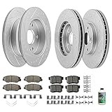 Anti-Rust Coated Brake Kits For 2.4L 2003 2004 2005 2006 2007 Honda Accord Front Rear DRILLED Brake Rotors + Ceramic Pads