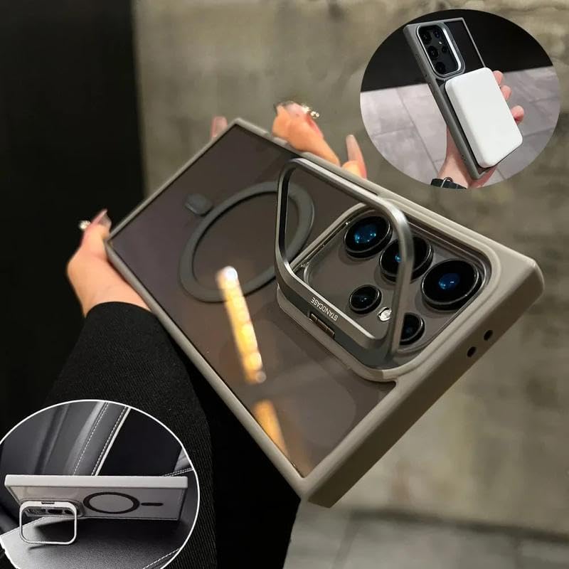 Compatible with S25/ S24/ S23 Plus Shockproof Camera Ring Stand Heavy Duty Clear Camera Lens Protector Phone Case (Blue,for S25 Ultra)
