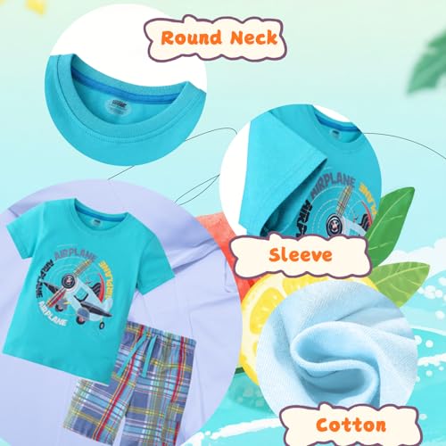 Image of Boy Shorts Sets Dinosaur Animal Print Shirt Summer Outfits Set 2pcs Casual Clothes