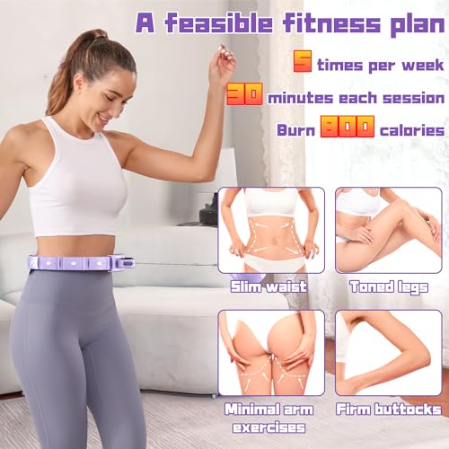 Weighted Workout Hoop for Weight Loss, Smart Silent Exercise Ring Plus Size 48 inchs, Fitness Circle with Ball and Counter, Abs Exercise Equipment for Home(Purple)