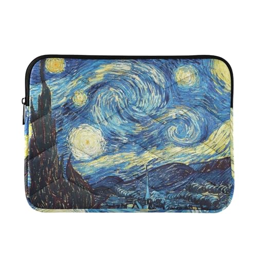 Mnsruu Van Gogh - Funda impermeable para portátil de 13 a 16 pulgadas, con cremallera, diseño de noche estrellada