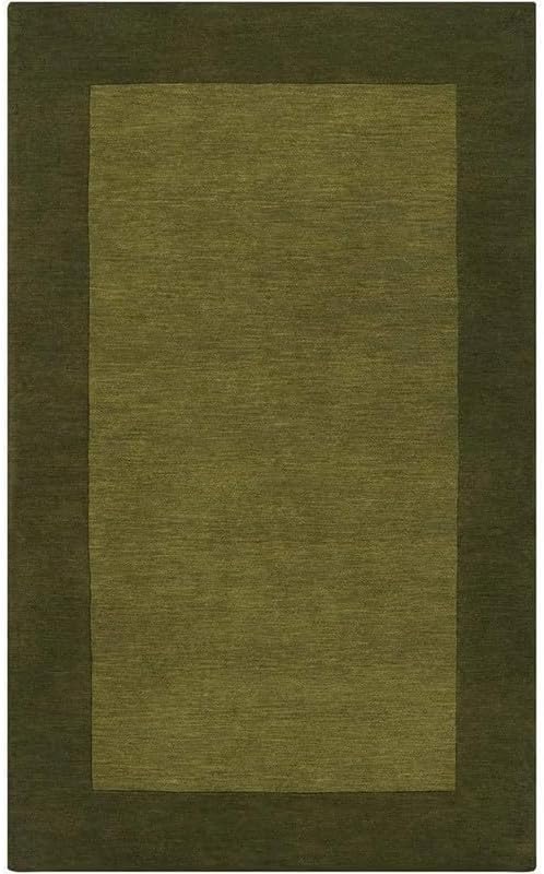 Solid Green Border Area Rug 9x12 ft | Hand Tufted Modern Plain Carpet