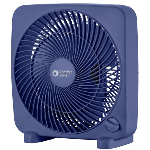 Comfort Zone 9-inch Portable Box Fan Blue