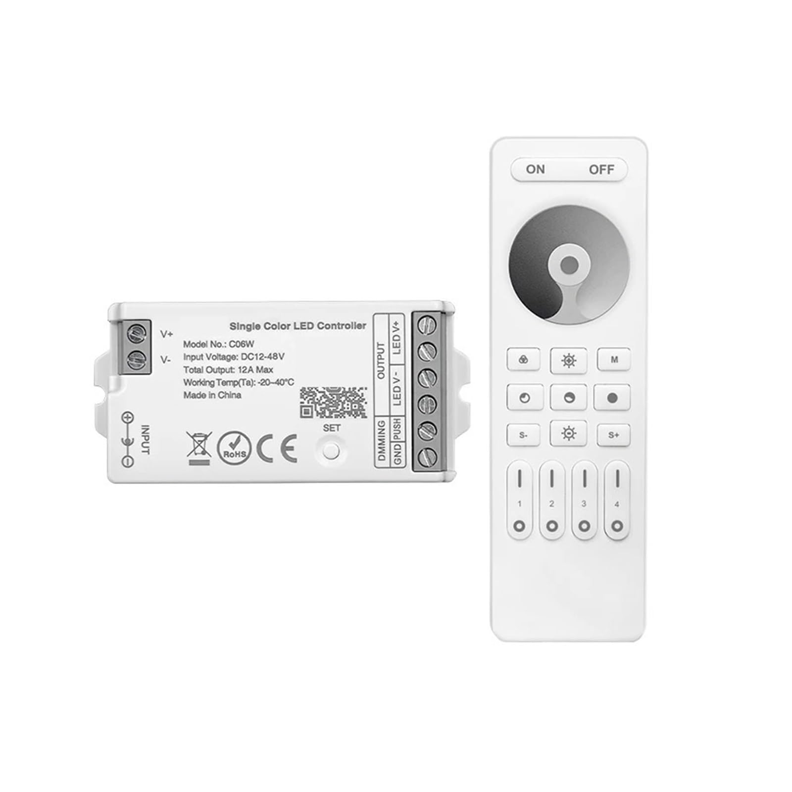 Regulador LED de un solo color 2,4G: controle tiras de alta tensión sin parpadeos