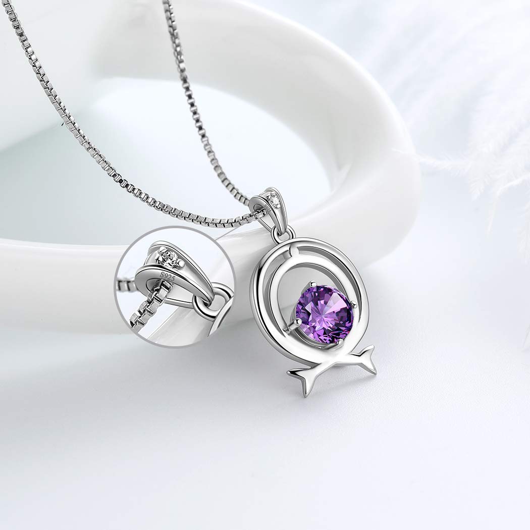 Aurora Tears 925 Sterling Sliver 12 Zodiac Sign Crystal Constellation Pendant Necklace 12 Horoscope Birthstone Necklace Jewellery Gift DP0134