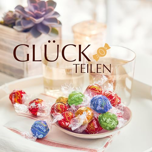 Lindt Schokolade LINDOR Kugeln Vollmilch Mischung | 1 KG Beutel, wiederverschließbar | ca. 80 Kugeln in 4 Sorten (Milch, Pistazie, Milchcrème, Caramel) | Großpackung | Schokoladengeschenk