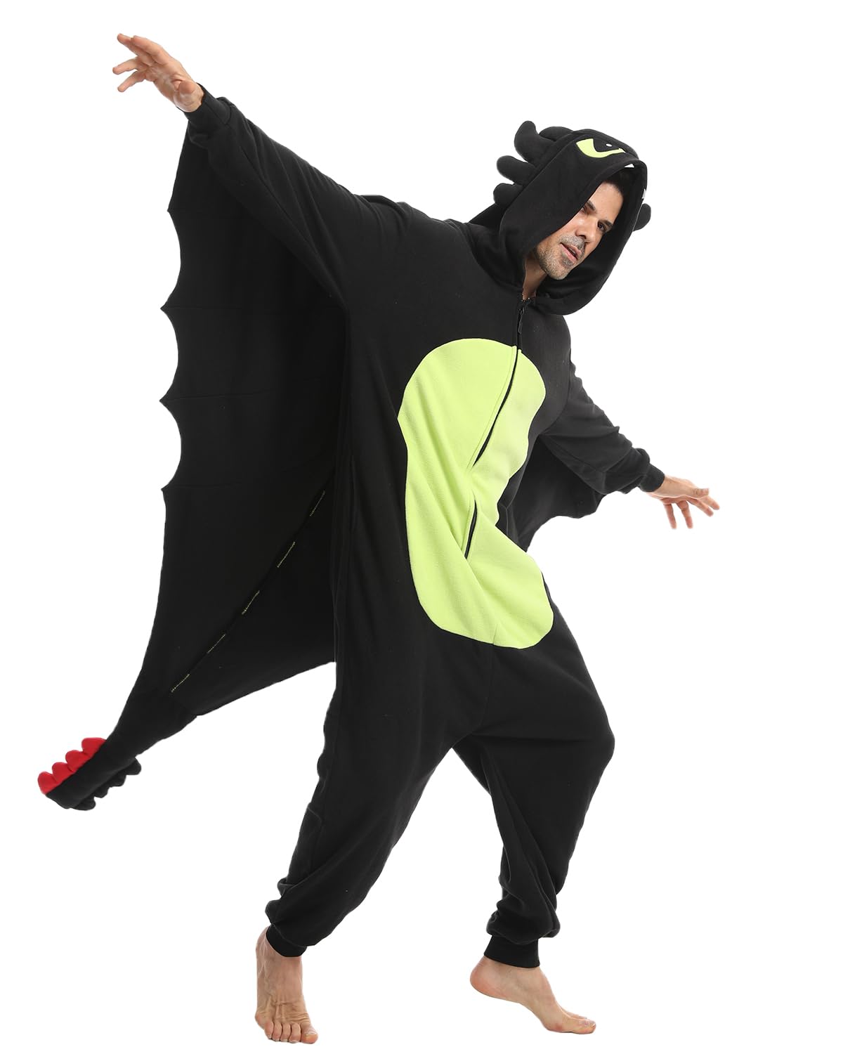 Laahoem Animal Dragon Pyjama Unisexe Adulte zippé Capuche Homme Femme Combinaison Costume Cosplay Vêtements de Nuit