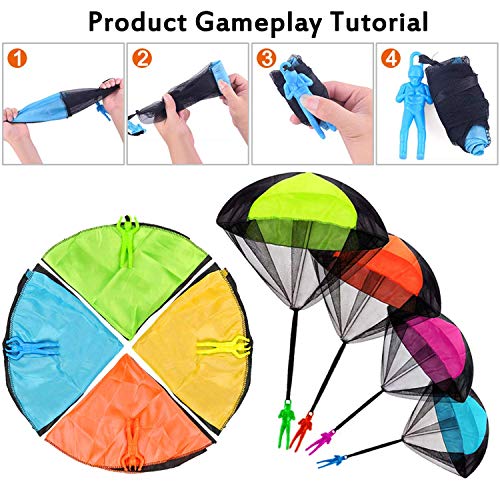 JX 16 Psc Slingshot Helicopter with 4 Pack Parachute Toy Party Favors for Kids Outdoor Toys Flying Toys Airplanes Soldiers Parachute Throwing Toy