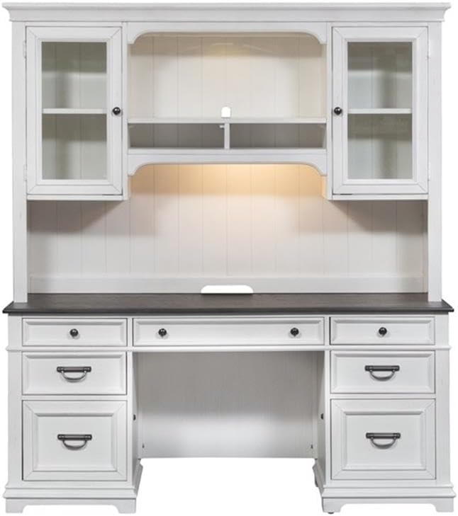 Liberty Furniture Allyson Park White Credenza & Hutch Home Office Desk