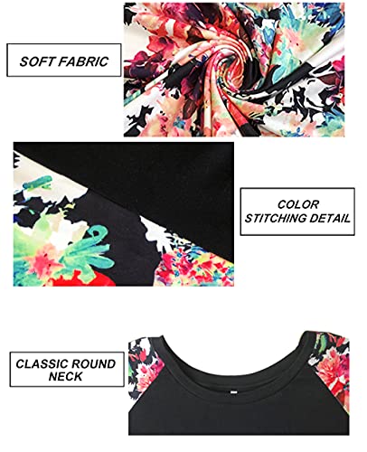 Image of CARCOS Plus Size Tops for Women Short Sleeve Raglan Striped Tee Color Block Crewneck /V Neck Tunic Loose Fit Summer XL-5XL