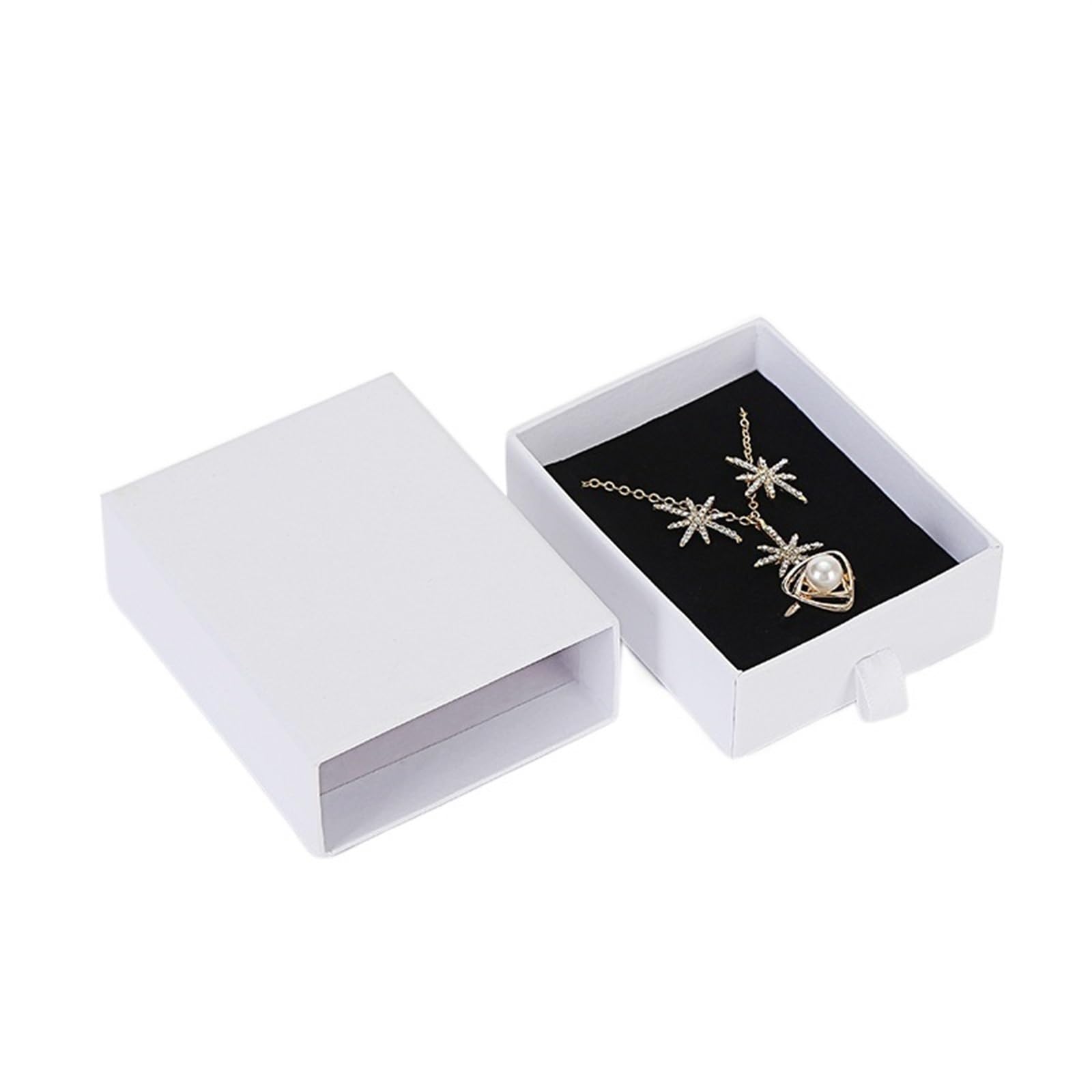 ABLNLPYOC 12Pcs White Jewelry Organizer Packaging Pink Kraft Paper Gift Display Boxes Bag Necklace Bracelet Box Case 12Pcs(7x9x3cm)