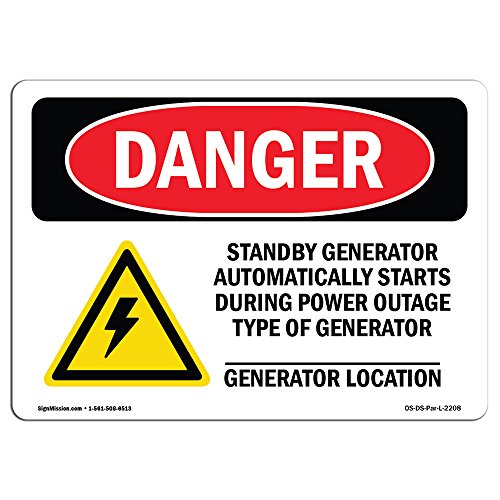 OSHA Danger Sign - Standby Generator Automatically | Vinyl Label Decal