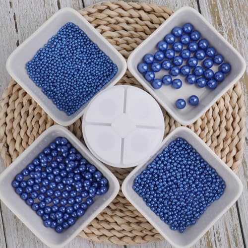 Image of Sprinkles for Cake Decorating, Blue Pearl Sprinkles 4 Sizes Mix for Cake Cupcake Cookie Baking Donuts Ice Cream Toppings