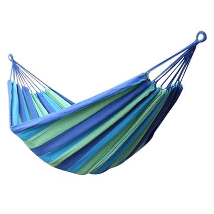 ZEKART Outdoor Camping Canvas Fabric Portable Garden Hammocks Striped Ultralight Beach Swing Bed with Strong Rope (280 x 100 cm, Multi Color)