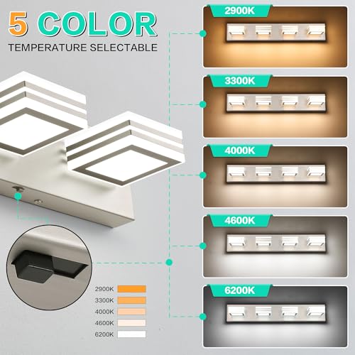 Image of SOLFART Bathroom Vanity Light Over Mirror - 4 Light Led Vanity Light Fixture 26inch Matt Lights for Medicine Cabinet 5CCT Dimmable