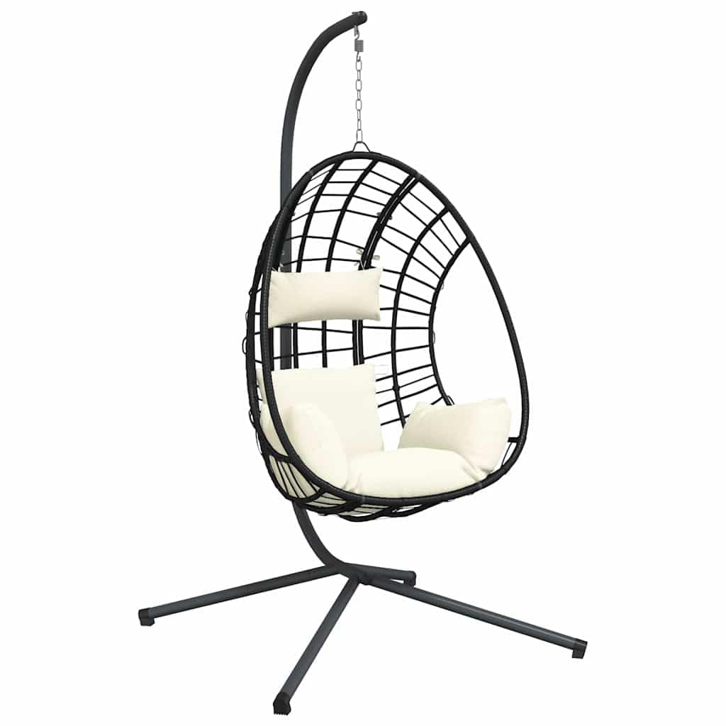 Genérico Silla Colgante Huevo con Soporte ratán y Acero Beige, Balancines de jardín Beige,4007411