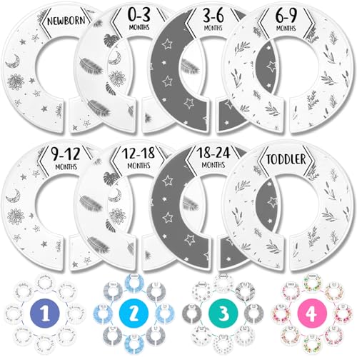 Image of Eli with Love Baby Closet Dividers (Boho) – Fits 1.5" Rod - Set of 8 Closet Size Dividers – Baby Clothes Dividers for Closet – Organize Nursery Hangers Size/Age