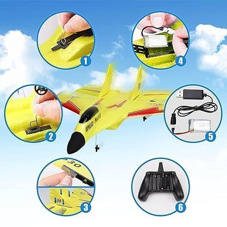 TOISY Remote Control Airplane RC Glider for Beginner Adult Kids, Easy to Fly EPP Foam RC Aircraft Fighter with LED Light 2.4GHz 2CH (Multicolor) 2