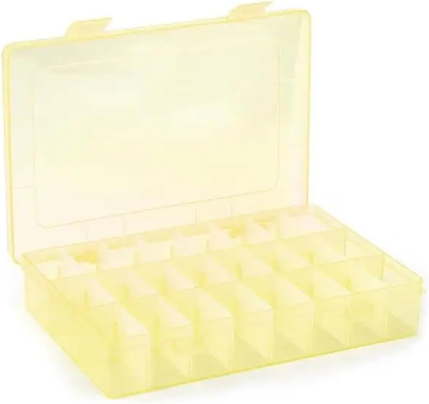 Bead Organizer 5pcs Transparent Plastic Embroidery Floss Storage Box Bobbins Beads Organizer(24 Grids-Yellow)