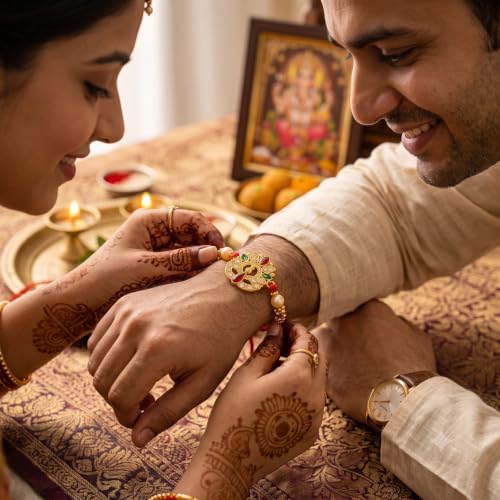Image of SPRAWA Rakhi For Brother | Designer Bro Rakhi Raksha Bandhan Gift Band Bracelet for bhai bhaiya