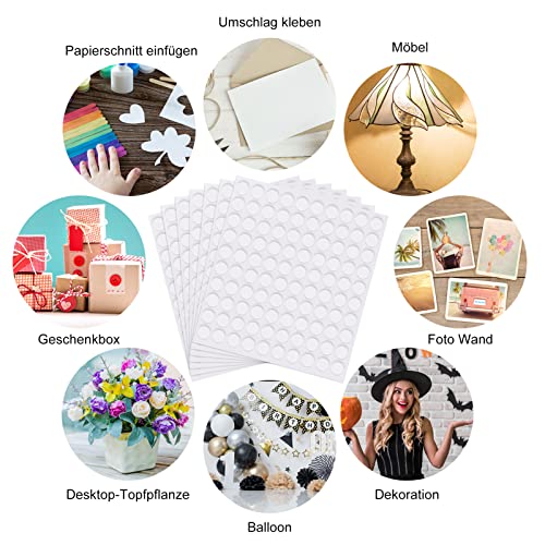 metagio 600 Stück Doppelseitige Klebepunkte, Rund Transparente Klebende Aufkleber, Abnehmbare Klebepaste Punkt Aufkleber für Ballon, Festival-Dekoration, DIY Basteln, Papier, Glas, Metall(6mm)