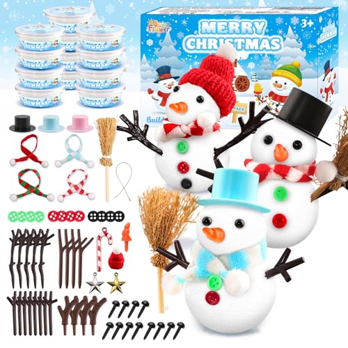 SpringFlower 12 Pack Christmas Craft, DIY Snowman Kit for Kids,