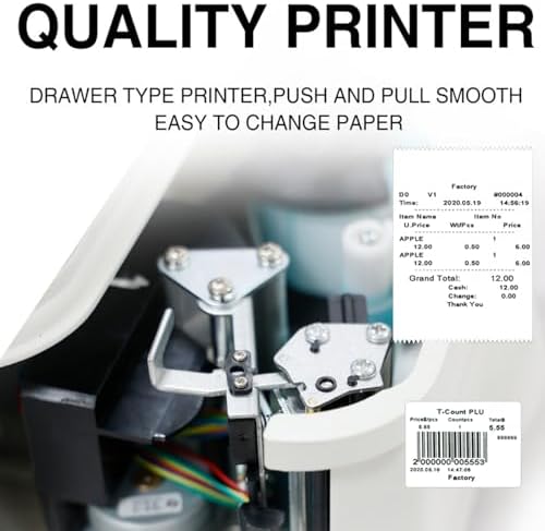 Label Printing Scale 30kg Electronic Price Computing with Thermal Printer for Retail Food Meat Shop - Includes Machine Scanner Cashbox