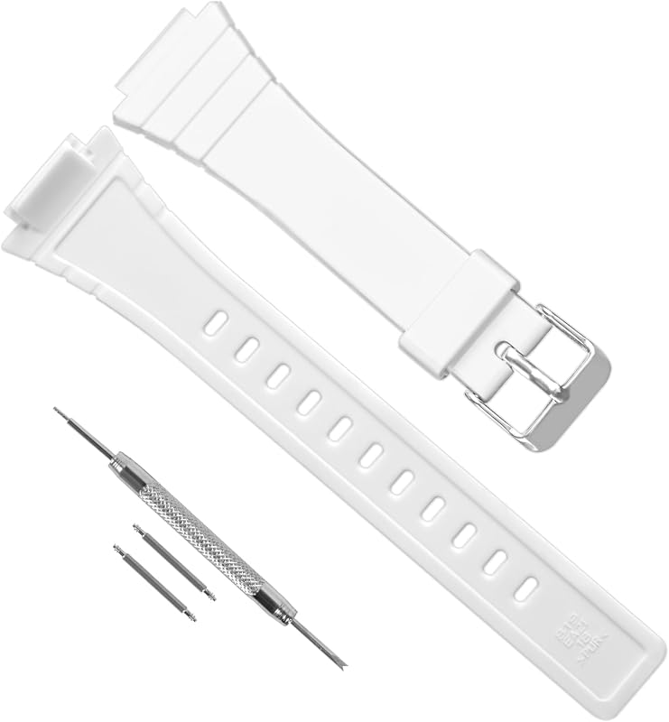 18mm Replacement Silicone Watch Band for Casio W-215/W215H-1A/2A/7A, Durable Waterproof Men's Watch Band Replacement, Casio Watch Bands Replacement Men