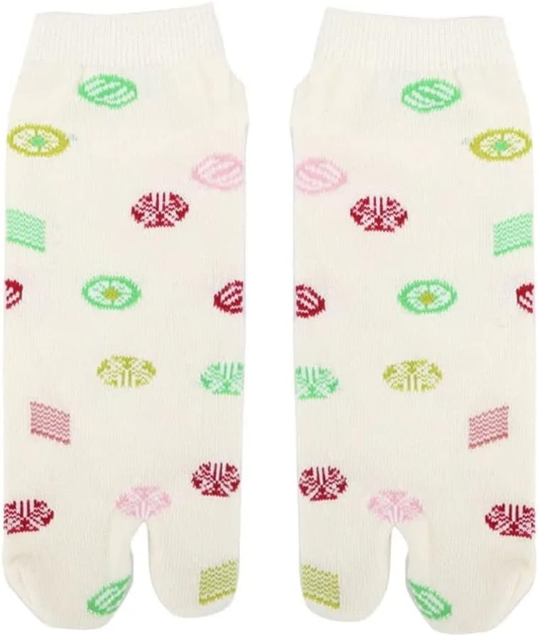 Split Toe Socks Two Finger Print Cute Unisex Cotton Foot Bag Short