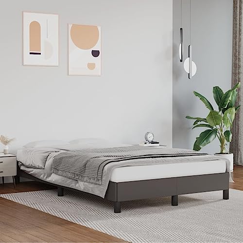 Juroupi Estructura de Cama sin colchón somier Estructura Cama Base de Cama Bed Frame Mueble camacuero sintético Gris 120x190 cm - 379500