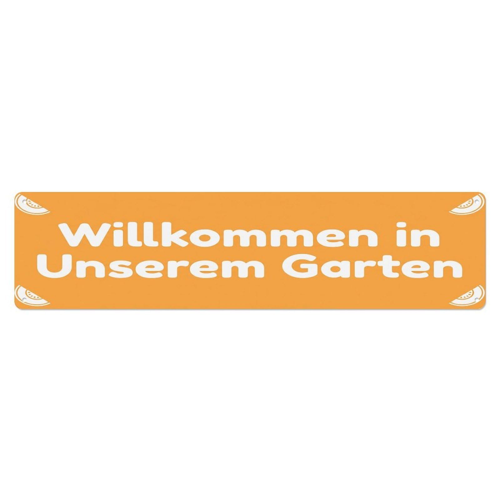 Vintage Welcome to Our Garden Cantaloupe Orange Metal Tin Sign