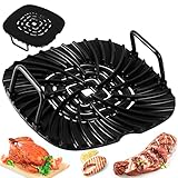 Ceramic Coated Cast Aluminum Grill Griddle Compatible With Ninja Foodi Indoor Grill AG300 and AG400 Series - Non Stick Griddle Grill Grates Replacement – Premium Ceramic Air Fryer Grill with Handles