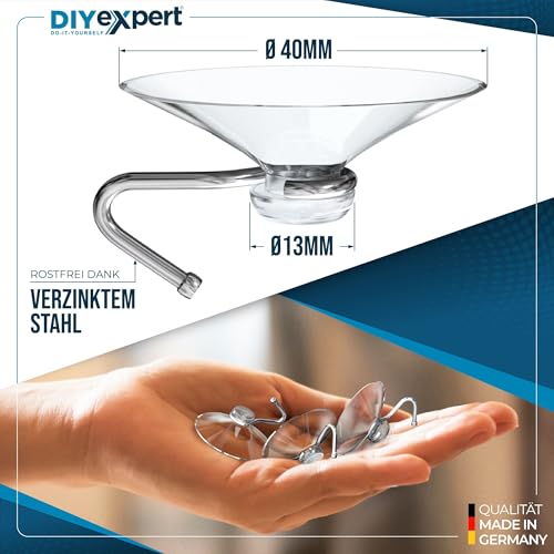 DIYexpert Saugnapf mit Haken | Made in Germany Saughaken | [Ø 40 mm] [20 Stück] | Hochwertige Saugnäpfe für Camping und Auto… – Ansicht 2