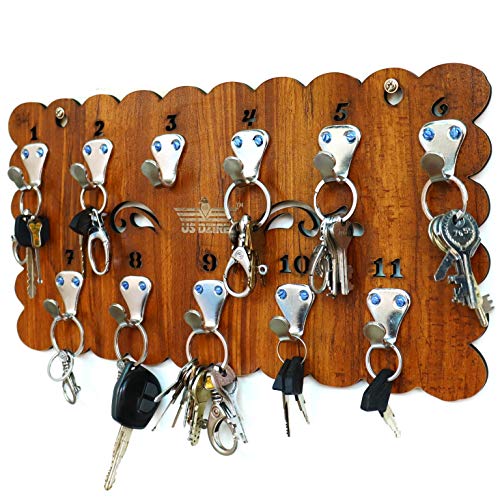 US DZIRE – THE BRAND OF LIFESTYLE ® 844 Multi Key Holder Cloth Hanger Hook Suitable for Living Room, Security Gate, Apartment, Hotel, Lodge, Home Or Office use Wooden Handcraft.(11 Hook) US DZIRE – THE BRAND OF LIFESTYLE ® 844 Multi Key Holder Cloth Hanger Hook Suitable for Living Room, Security Gate, Apartment, Hotel, Lodge, Home Or Office use Wooden Handcraft.(11 Hook)