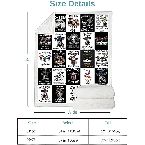 Cow Print Blanket Cow Decor Queen Size Bedding Throw Blanket For Girl Women Christmas Valentine's Birthday Gifts,Fall Winter Warm Soft Sherpa Thick Throw Blanket For Bed Sofa Office #TOP6