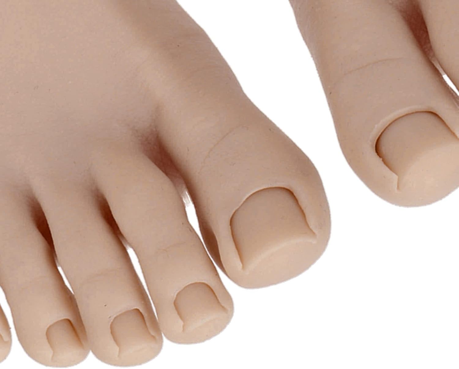 Practice Fake Foot for Nail Practice, 1 Pair Flexible Soft Silicone Prosthetic Manicure Tool Fake Foot Model with Half Foot Design, Silicone Fake Foot for Nails Training Display (Dark Skin Color)