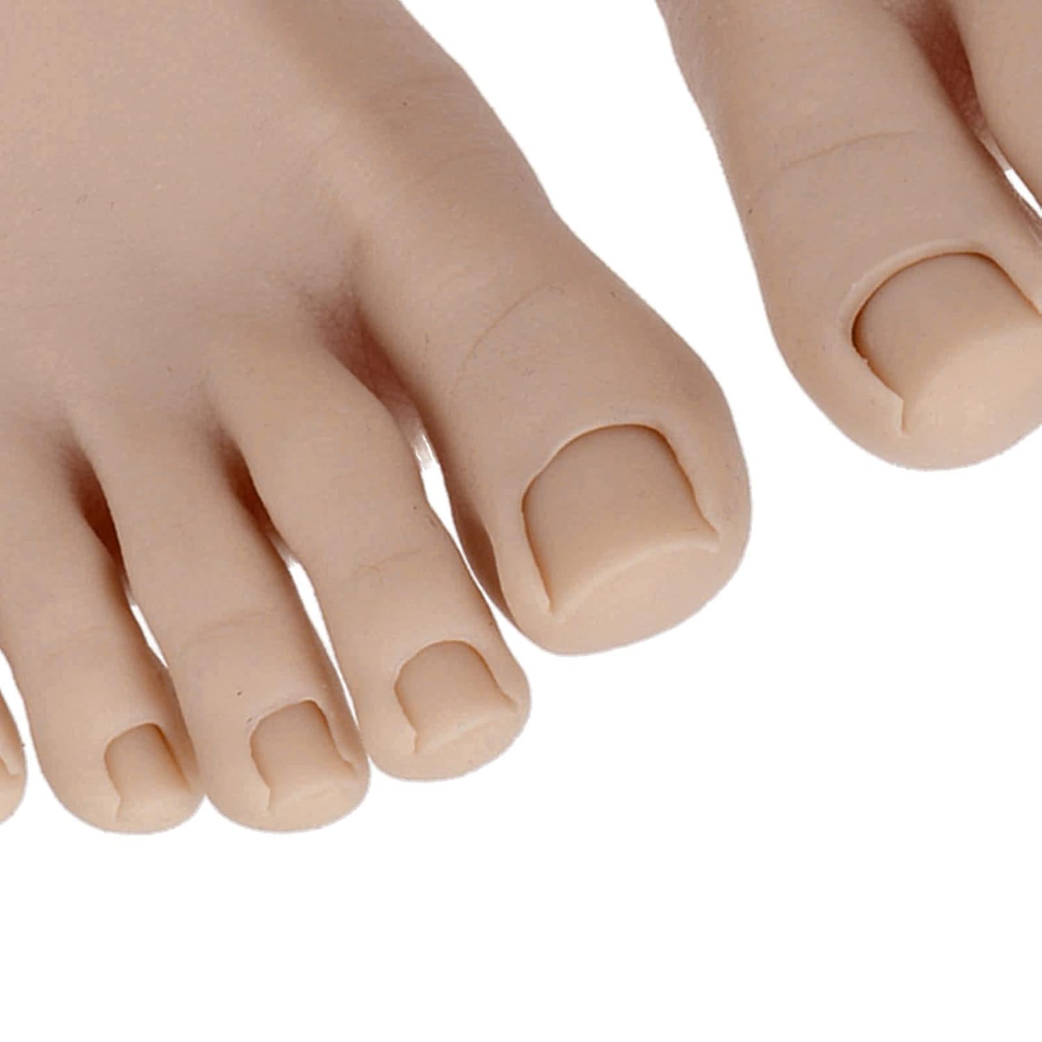 1 Pair Silicone Nail Practice Trainning Foot Flexible Manicure Nail Art Training Display Fake Half Foot Model Pedicure Practice (Dark Skin Color)