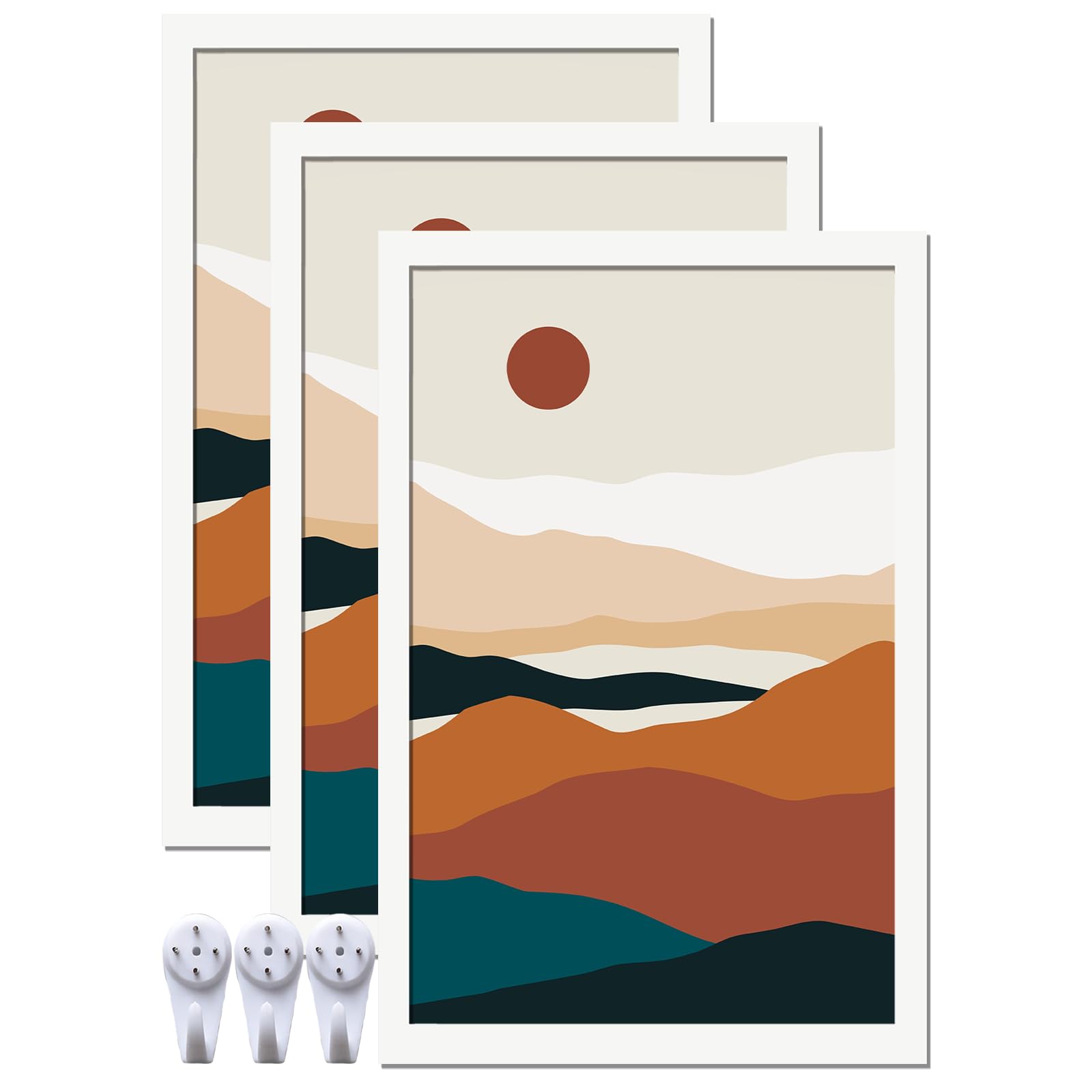 ijuerybai White 11x17 Picture Frame Set of 3, High Transparent Frame for 11 By 17 Photo Collage Canvas Poster Size Wall Mount and Tabletop Horizontally Vertically (White, 11 x 17 inches)